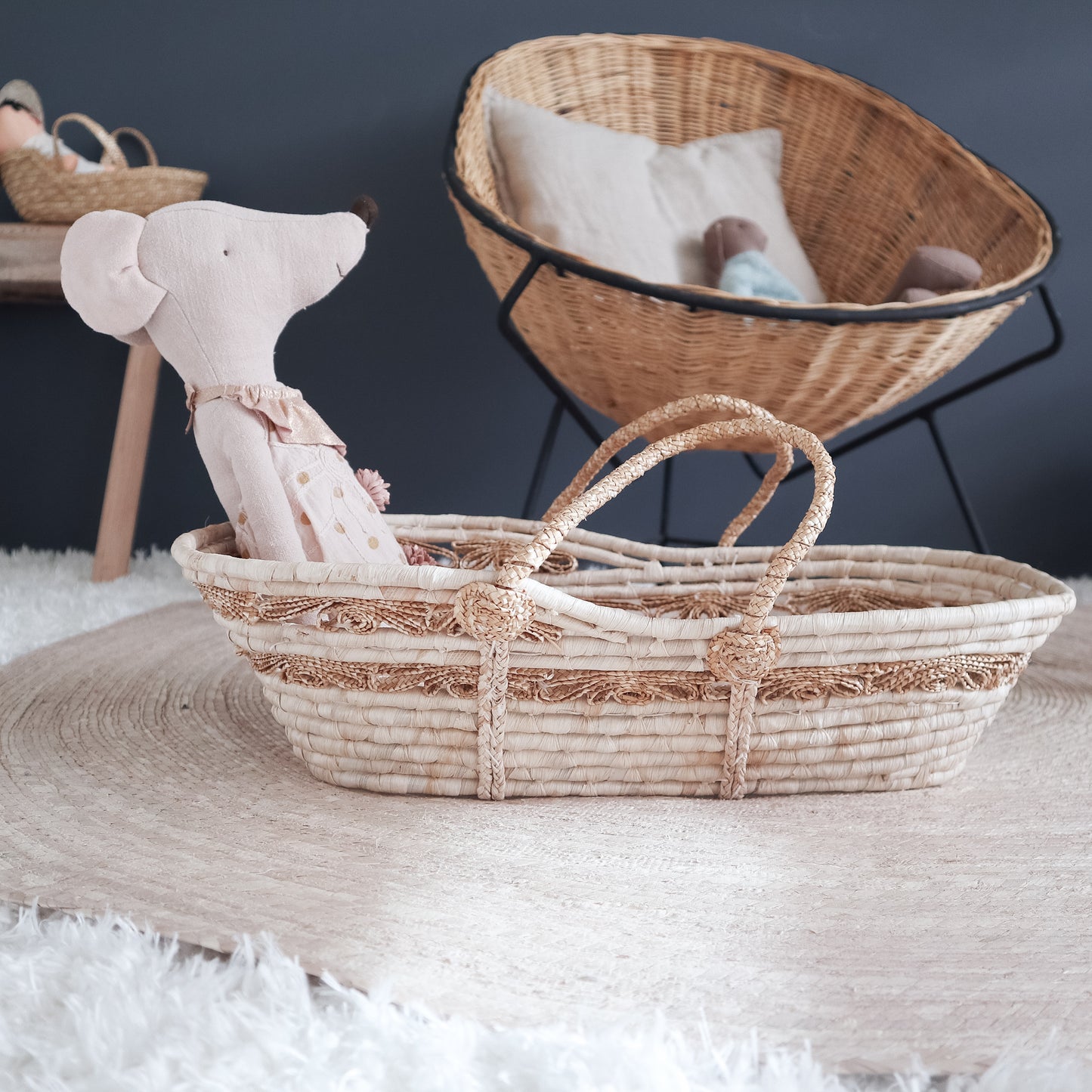 Doll Moses Basket Oro-Dreamy Handmade Moses Basket – Perfect for Plushes & Dolls!