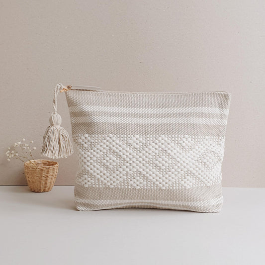 Backstrap Loom Cotton Pouches Playa-Natural