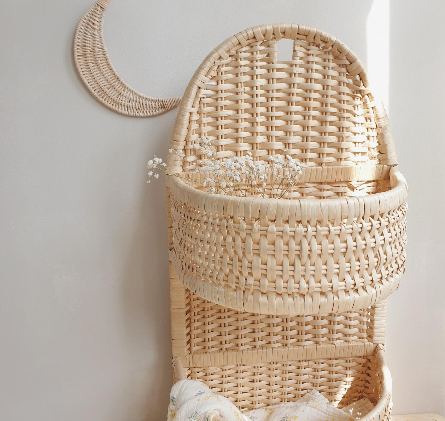 Rattan Shelf Wall Organizer Basket Mir-Ideal for Playroom & Baby Room Storage