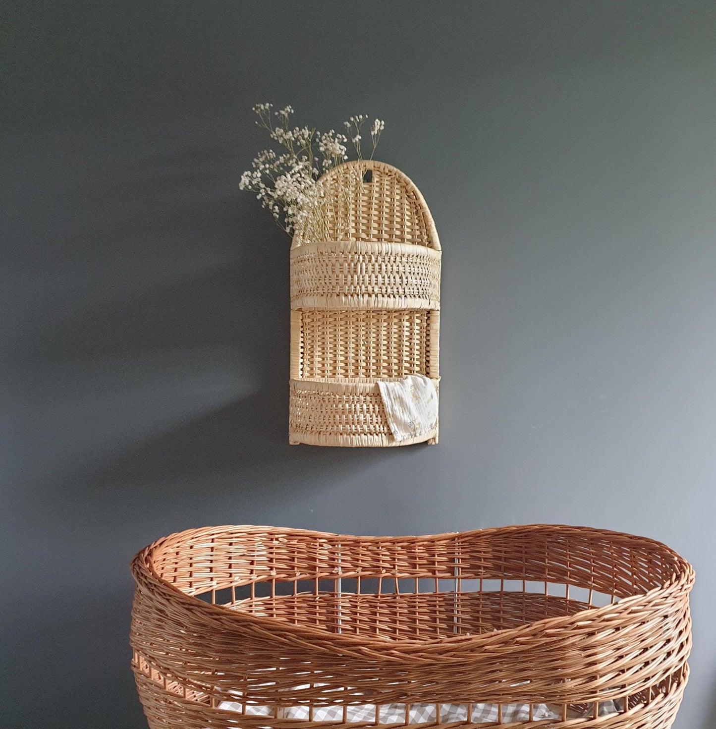 Rattan Shelf Wall Organizer Basket Mir-Ideal for Playroom & Baby Room Storage