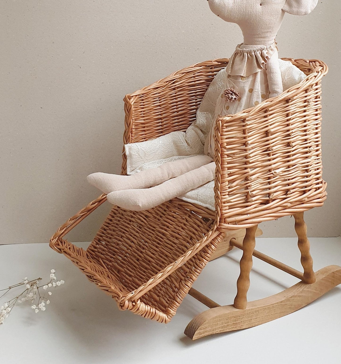 Handmade Wicker Rocking Chair for Dolls and Soft Toys – Sturdy, Stylish & Comfortable